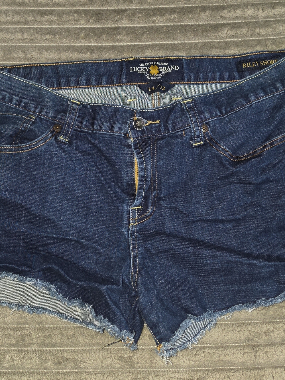 Lucky Brand Dark Blue Frayed Hem Denim Shorts - ST7